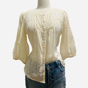 ANGIE -Cream Cotton Lacey Blouse